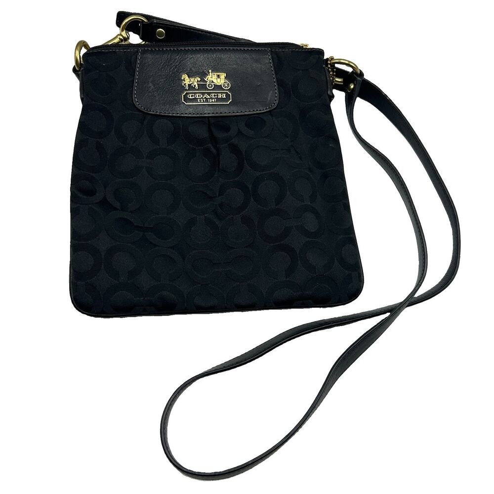 Coach Black G0894-41992 Canvas & Leather Trimmed Crossbody bag